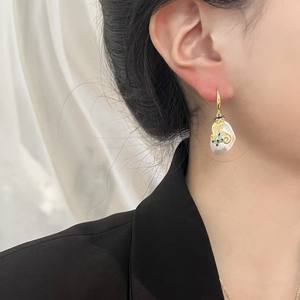 Handmade S925 Silver Baroque Freshwater <b>Pearl</b> <b>Dangle</b> <b>Earrings</b> for Women Retro Heterosexual Earhooks DIY - Product Image 4