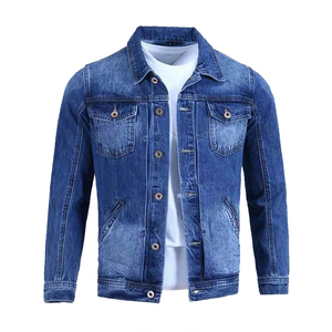 Chaqueta vaquera para hombre, corte regular, cierre de botones, color liso, informal, de algodón lavable para otoño, con hombros caídos y costuras decorativas. - Product Image 1