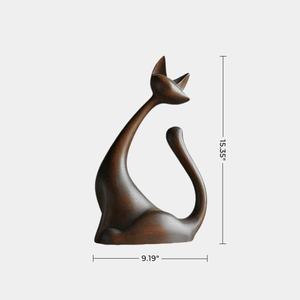 Sculpture de chat en bois au design élégant, décoration minimaliste moderne, figurine en bois sculptée à la main, courbes lisses, accent artistique pour la maison, décoration de table - Product Image 4