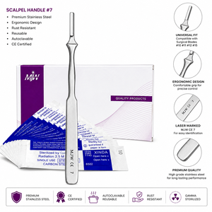 Manche de scalpel chirurgical MJW n° 7 instruments manuels réutilisables en acier inoxydable pour la chirurgie générale, certifiés CE - Product Image 6