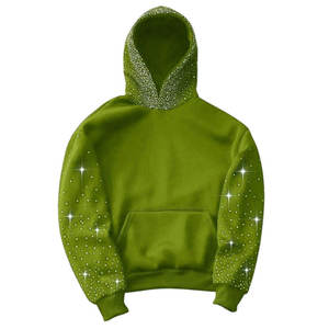 เสื้อฮู้ดดี้ผู้ชายประดับเพชรเทียม ขายดีที่สุด บริการ OEM ราคาขายส่ง เสื้อฮู้ดดี้ผู้ชายประดับเพชรเทียม 100% - Product Image 1