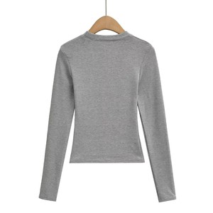 Camiseta de Manga Larga con Mezcla de Cachemira y Forro Polar, Corte Ajustado, Top Básico para Mujer - Product Image 2