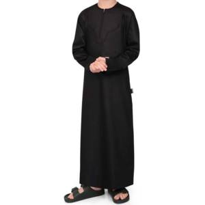 Túnica Musulmana Personalizada para Hombres del Medio Oriente, Caftán con Cuello Alto, Islámico, Talla Grande, Manga Larga, para Niños, Modesto, de Algodón - Product Image 1