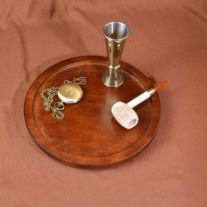 Plateau de service en bois naturel, design rond, plateau de service pour aliments et en-cas, vaisselle moderne, accessoires de cuisine, prix B2B - Product Image 1