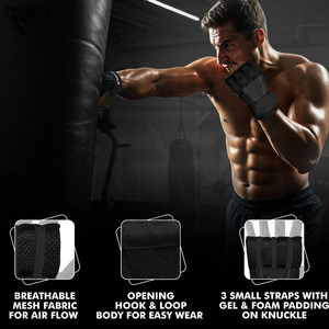 Half Finger Training Gloves Black Nylon Breathable Adjustable Wrist <b>Strap</b> <b>Velcro</b> Closure Unisex for Martial Arts Boxing Wraps - Product Image 2