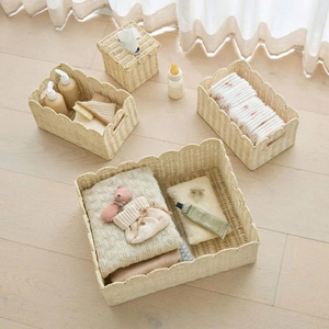 Rattan <b>Wicker</b> <b>Basket</b> with Lid Set Handwoven <b>Storage</b> Organizer Box Eco Friendly Natural Home Decor OEM Supplier - Product Image 6