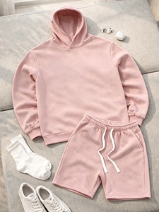 Ensemble de sweat-shirts à capuche rose pour homme, couleur unie, en tissu molletonné français, vêtements d'automne décontractés - Product Image 4
