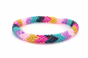 Pulsera de Cuentas de Vidrio Multicolor Arcoíris, Pulsera de Cuentas de Colores Variados, Brazalete de Cuentas de Primera Calidad Hecho a Mano en India - Product Image 2