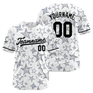 Camiseta de Béisbol Personalizada con Patrón de Estrellas Blancas Sublimadas, Unisex, para Adultos, Manga Corta, Transpirable, de Poliéster, con Nombre del Equipo 00 y Logotipo Frontal - Product Image 2