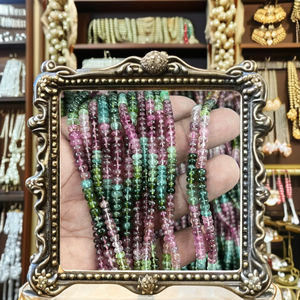 Trusted Supplier's 14-Inch Strand of Natural Multi Tourmaline <b>Stone</b> <b>Beads</b> 5mm Smooth Rondelle Shape for Jewelry Making - Product Image 1