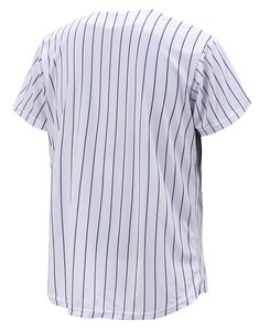 Men's White Blue Striped Baseball Jersey <b>Short</b> Sleeve V-Neck Breathable <b>Mesh</b> Sportswear for Adults All Seasons - Product Image 2