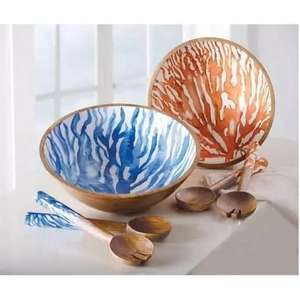 Unique Wooden <b>Enamel</b> Printed Serving <b>Bowl</b> With Spoons For Salad Fruits Dinnerware 2026 Best Selling Serving <b>Bowl</b> For Kitchenware - Product Image 3