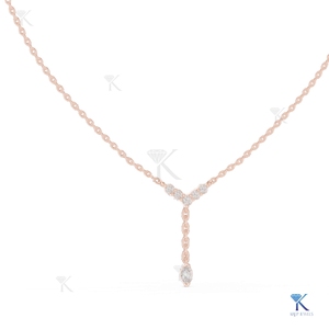 สร้อยคอรูปตัว Y ประดับเพชรเลี้ยงในห้องปฏิบัติการ ทองคำแท้ 14K 18K สำหรับผู้หญิง ดีไซน์คลาสสิก ทรงหยดน้ำ ประดับเพชรทรงเหลี่ยม งานละเอียด เหมาะสำหรับงานปาร์ตี้ - Product Image 3