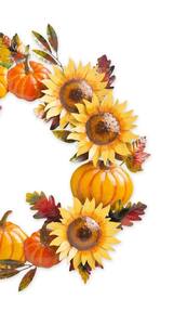 Guirnalda Artesanal de Otoño con Calabazas y Girasoles, Decoración Metálica para Colgar en la Pared con Hojas Otoñales, Decoración para Puerta Interior y Exterior para la Cosecha y Acción de Gracias - Product Image 3