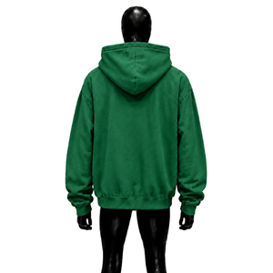 Sudadera con capucha verde extragrande con cremallera y logo de signo de dólar, diseño gráfico personalizado de streetwear, unisex, informal, a la moda. - Product Image 2