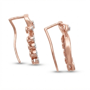 9K <b>Rose</b> Gold Round Brilliant Cut Diamond Drop Earrings | IGI Certified Lab Grown Diamonds for Wedding Party & Gift - Product Image 5
