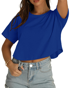 เสื้อยืดคอกลมผู้หญิง เนื้อผ้าโพลีเอสเตอร์ผสมคอตตอนอย่างดี ทอละเอียด ป้องกันแบคทีเรีย น้ำหนักเบา รับผลิตแบบ OEM - Product Image 1