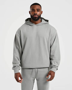 Nouveaux Sweats à Capuche en Jersey Tricoté Gris Clair de Qualité Supérieure pour Hommes, Coupe Décontractée, Chaleur Confortable, Vêtements d'Hiver, 100% Coton - Product Image 1