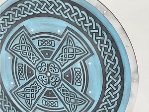24 Inch Still Life Shield <b>Wall</b> Decal Blue Viking Norse Decor Wood Art Deco KULSOOM - Product Image 3