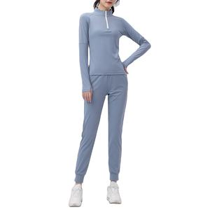 Conjunto Deportivo de Dos Piezas de Lona para Gimnasio y Fitness para Mujer, Ecológico, Color Sólido, para Primavera/Verano, Traje para Correr - Product Image 2