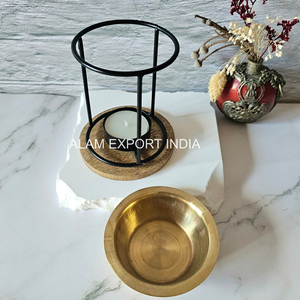 Metal Black Aroma <b>Oil</b> <b>Burner</b> with Brass Bowl Tealight Candle Holder, Melt <b>Burner</b> For Home Bedroom Decoration Religious <b>Oil</b> Bowl - Product Image 3