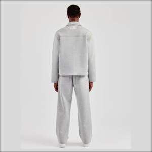 Survêtements de mode de haute qualité avec fermeture éclair, gris chiné, coupe décontractée ample, en molleton 100% coton - Product Image 3