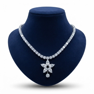 Heavy Weight 14K <b>Solid</b> White <b>Gold</b> IGI Certified Lab Grown 25.18 CT Diamond <b>Pendant</b> Necklace Women Luxury Engagement Wedding Gift - Product Image 1