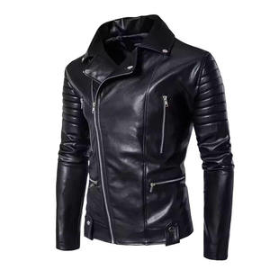 <b>Men's</b> Black Genuine <b>Leather</b> Biker <b>Jacket</b> Motorcycle Slim Fit Zip Up Moto <b>Jacket</b> Classic Fashion Outerwear - Product Image 2