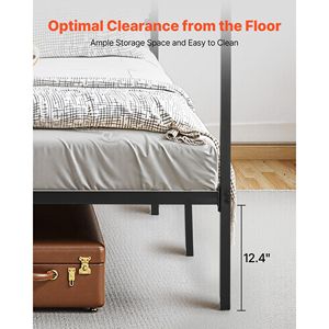 Letto a baldacchino King Size in metallo con telaio in acciaio resistente, design a quattro montanti e spazio contenitore sotto il letto - Product Image 6