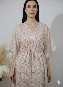 Robe Kaftan en Coton Fleuri : Robe Maxi Indienne, Cache-maillot de Plage, Kaftans Élégants Imprimés à la Main, Robe Décontractée en Coton Doux pour Femme - Product Image 5