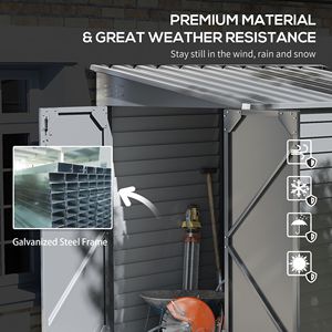 Casetta Attrezzi da Esterno in Metallo 1,5x2,7m con Porta Lucchettabile, 2 Prese d'Aria, Telaio in PVC, Tettoia Inclinata e Base per Giardino - Product Image 5