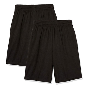 Shorts de plage pour hommes en polyester noir, taille élastique, tricotés, couleur unie, séchage rapide, respirants, motif floral, taille mi-haute, longueur courte - Product Image 1