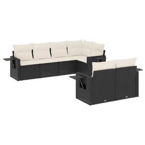 Conjunto de Sofás Modulares Grandes para Jardín en Ratán PE Negro y Crema, Ratán PE Crema - Product Image 2