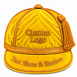 Casquette de cérémonie en velours de haute qualité avec broderie 3D, bordure tressée, tissu respirant, ajustement réglable, logo personnalisé - Product Image 6