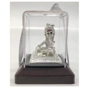 Idole artisanale en argent du Dieu Ganesh dans une boîte en verre transparent pour la décoration de la maison, du temple, de la salle de pujas, des anniversaires, des mariages et des fêtes - Product Image 2
