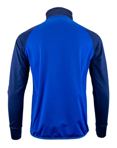 Sweat-shirt de sport pour homme bleu à manches raglan et col montant, en polyester uni, coupe droite, séchage rapide, tricoté - Product Image 3
