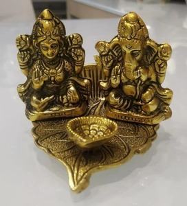 Brass Laxmi Ganesh <b>Statues</b> Handmade Traditional Figurines 1PC Tabletop <b>Religious</b> Home Decor Radhe Enterprises Panchaloha - Product Image 5