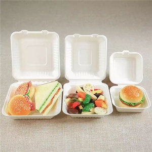 New Microwave Safe 6x6 Inches Sugarcane Bagasse Food Container 450ml Grease-Resistant <b>Burger</b> <b>Boxes</b> Hot & Cold Takeout 2026 - Product Image 1