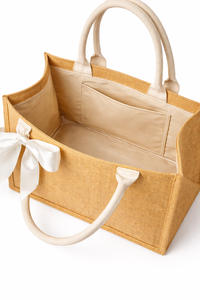 Bolsa de Yute de Lujo con Asa de Listón, Bolsa de Compras Ecológica, Logotipo Personalizado, Bolsa de Regalo Reutilizable, Bolso de Mano para Exportación al por Mayor - Product Image 3