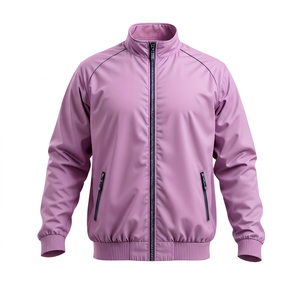Blouson bomber léger violet personnalisé pour hommes et femmes – Veste coupe-vent décontractée à col montant et fermeture éclair - Product Image 6