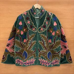 Chaqueta Corta Tradicional Boho Floral Colorida para Mujer, Hecha a Mano, Étnica, de Lujo, Bordada con Diseño Suzani, Tejida, 100% Algodón, Ecológica - Product Image 1