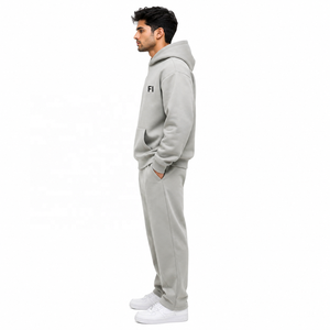 OEM Structured Custom Hoodies Set Men Minimalist Thick-Knit Sweatshirt Pullover <b>Tracksuit</b> Modern Streetwear Winter Warm Outfit - Product Image 2