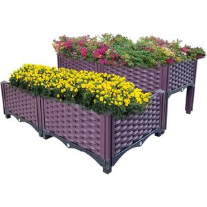 Kit di 4 Fioriere Rialzate in Plastica per Giardino, Contenitori per Piante da Interno ed Esterno, Vasi e Fioriere per Coltivare Piante - Product Image 1