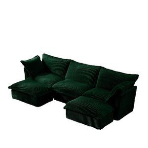 Divano componibile a U a 3 posti con rivestimento sfoderabile, design con bordi francesi e molteplici cuscini grandi per soggiorno - Product Image 6