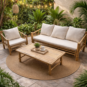 Juego de Sofás de Bambú Hechos a Mano para Exteriores, Muebles de Jardín con Cojines, Mesa de Centro, Proveedor Mayorista OEM Kingcraftviet - Product Image 6