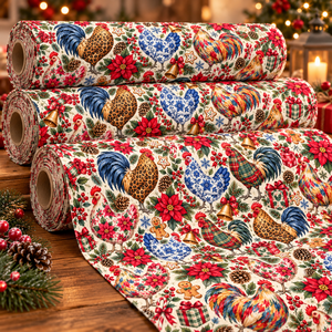 Tissu de Noël à motif coq en coton pour la décoration intérieure et la couture - Product Image 3
