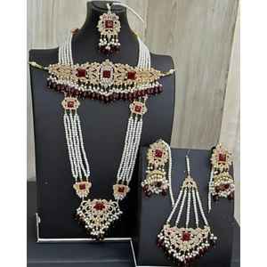 Conjuntos de Joyería Nupcial India al por Mayor para Mujer, Hermosos y Hechos a Mano, Chapados en Oro, con Pendientes Antiguos y Collar de Gargantilla - Product Image 1