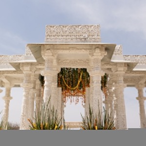 Mehrab Floral Mandap for <b>Wedding</b> Wooden Look Fiber Modern Simple Design Durable Outdoor - Product Image 2