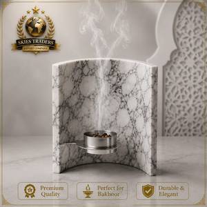เตาเผากำยานลายหินอ่อนสีดำ Skies Traders รุ่น Bakhoor Censer ดีไซน์โค้งด้านหลัง สไตล์อาหรับ สำหรับอูด เป็นมิตรต่อสิ่งแวดล้อม 100% ธรรมชาติ ใช้เพื่อการบำบัด - Product Image 5