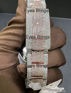 Luxury Two Tone <b>Iced</b> <b>Out</b> Moissanite <b>Watch</b> for Men Rose Gold Silver Diamond Bust Down <b>Watch</b> Custom VVS Hip Hop Wristwatch - Product Image 2